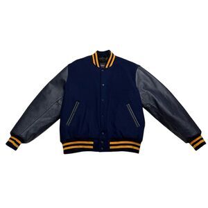 Vintage Stewart & Strauss Wool Leather Varsity Bomber Letterman Jacket Lined XL